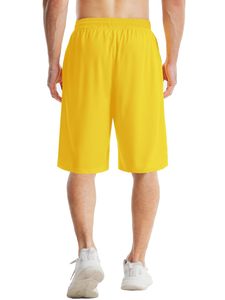 Men's Yellow Mesh Basketball Shorts Elastic Waist Breathable Regular Fit Summer Sportwear Adult Size - Product Image 1