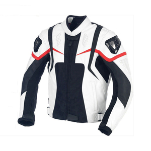 Blouson en cuir de motocross avec col montant, patchwork et motifs de dessins animés, coupe-vent et imperméable, unisexe - Product Image 1