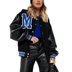 Hiver Automne Haute Qualité Femmes Letterman Varsity Jackets Winter Long Sleeves Coats Leather Bomber Custom Varsity Jacket - Product Image 1