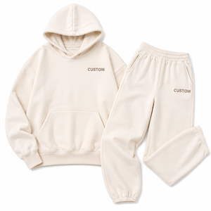 Conjunto Deportivo de Felpa para Mujer al por Mayor, Sudadera con Capucha y Pantalones Anchos, 100% Algodón, Ropa de Estar por Casa, OEM, Conjunto Deportivo Personalizado - Product Image 3