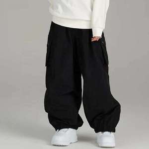 Pantalon cargo oversize tendance pour enfants, coupe ample, jambe large, style hip-hop streetwear, unisexe, pantalon parachute baggy pour enfants - Product Image 5