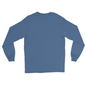 T-shirt unisexe à manches longues en denim bleu avec broderie graphique, col rond, décontracté, en mélange de coton, pour un usage quotidien et une mode décontractée - Product Image 2