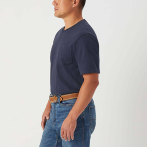 <b>Men's</b> <b>Navy</b> <b>Blue</b> Short Sleeve Cotton <b>T</b>-<b>Shirt</b> Regular Fit O-Neck Casual Solid Color Pocket Front Jersey Knit <b>t</b>-<b>shirt</b> for <b>men</b> - Product Image 4