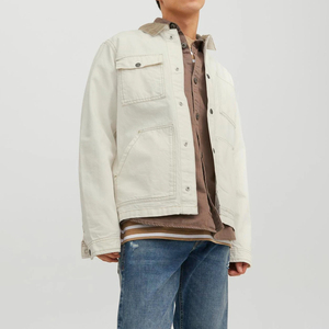 Wholesale Clothing Manufacturer <b>Denim</b> Men's <b>Jackets</b> <b>Custom</b> Basic Solid Color Jeans <b>Denim</b> Men's <b>Jackets</b> - Product Image 5