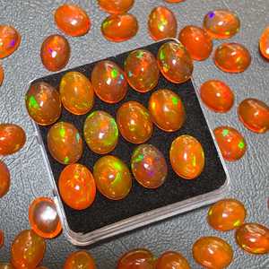 Lote de cabujones de ópalo Welo etíope natural, naranja multicolor, ovalados, piedras preciosas sueltas para la fabricación de joyas, calidad mayorista. - Product Image 5