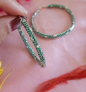 Atractivos Pendientes de Aro Étnicos de Latón Plateado con Moissanita de Primera Calidad para Mujer, Colección para Fiestas y Bodas - Product Image 2