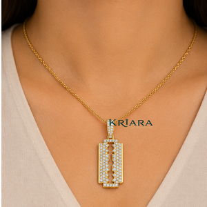 Colgante de Cuchilla de Afeitar para Hombre con Diamantes Cultivados en Laboratorio de Corte Brillante Redondo, Estilo Hiphop, Joyería para Uso Diario - Product Image 2