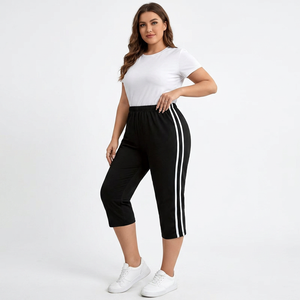 Leggings Capri Tricotés Taille Haute Rayés Extensibles Respirants pour Femme – Pantalon de Sport Décontracté Toutes Saisons Longueur Genou – Bangladesh - Product Image 6
