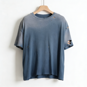 Men's Streetwear Tshirt Custom Logo Heavyweight 100% Cotton Oversize Plus Size Washed Vintage Distressed Cropped Boxy Fit 2026 - Product Image 4