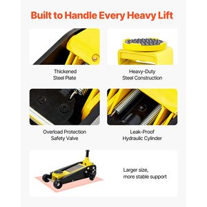 Martinetto idraulico da officina in acciaio resistente da 3 tonnellate, a pistone singolo, con pompa a sollevamento rapido, a basso profilo, per sollevamento veicoli - Product Image 4
