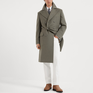 Manteau d'hiver pour homme de qualité supérieure, 100% laine, coupe ajustée, chaud, grande taille, couleur unie, tissu tissé - Product Image 2