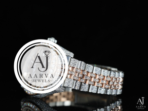Reloj de Cuarzo Analógico con Esfera de Diamantes, Cristal de Zafiro, 46 mm, Acero Inoxidable, Correa de 20 mm, Dos Tonos, Estilo de Vestir de Lujo - Product Image 2
