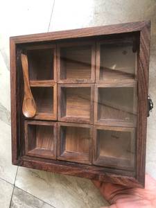 Wood Wooden masala unique spice wood <b>box</b> wood ethnic traditional Indian spice or jewellry holder India unique Gift for her/Gift - Product Image 4