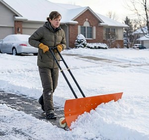 Pelle à neige en acier de 31 pouces de large, pousse-neige en métal avec poignée réglable pour allée, jardin, utilisation hivernale ODGWTO007 - Product Image 3