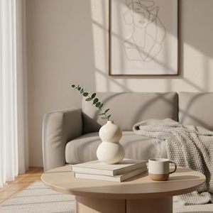 Vase de table en céramique blanche, finition mate, porte-fleurs en porcelaine fait main avec trou de drainage pour la décoration intérieure - Product Image 6