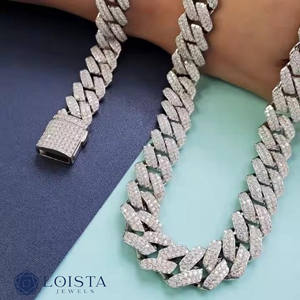 Collar de cadena cubana estilo hip hop con diamantes cultivados en laboratorio certificados por IGI, en oro, con incrustaciones de diamantes, para hombre. - Product Image 6