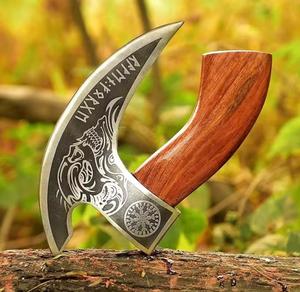 SCL Handmade Customized Damascus Steel Pizza Cutter Wooden Handle <b>Etching</b> Blade Leather Cover Steel Craft International - Product Image 3