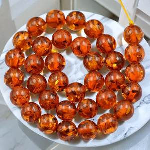 Cuentas Redondas de Acrílico Ámbar con Efecto Agrietado para la Creación de Joyería DIY, Perlas para la Creación de Joyería DIY, Cuentas Artesanales - Product Image 1