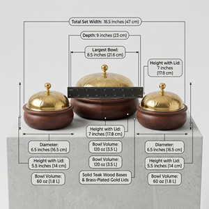 Luxury Wood & Metal <b>Serving</b> <b>Dish</b> <b>Set</b> Of 3 Elegant Handcrafted Design Durable, High Quality Gold Finish For Premium Dining - Product Image 3