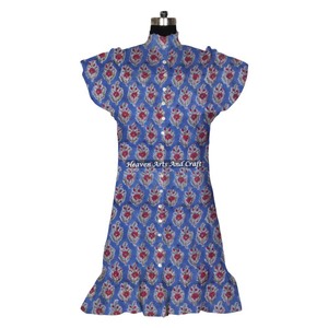 Robe d'été décontractée pour femmes, en coton imprimé à la main, motif floral, vêtements ethniques indiens, vêtements d'Inde et du Pakistan - Product Image 4