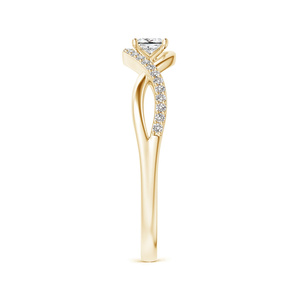 Bague de fiançailles en or 10K, 14K, 18K ou argent 925, 935 avec diamant de laboratoire taille princesse et diamants pavés sur les côtés, design Infinity Twist - Product Image 3