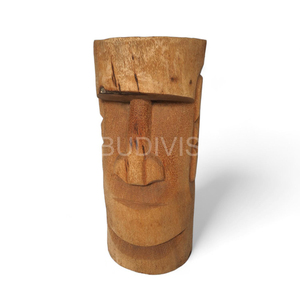 Minimalist Tribal Wooden Coffee Stool Handmade Tiki Style Furniture for Wholesale Home and Interior Styling - Product Image 1