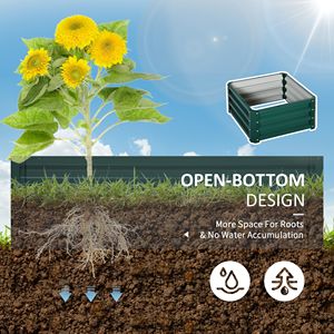Lot de 2 bacs à plantes carrés en métal galvanisé à fond ouvert, jardinières surélevées, cadre en acier résistant aux intempéries, anti-rouille, faciles à assembler - Product Image 6