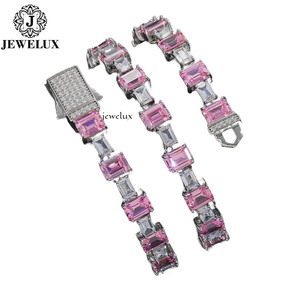 Luxury Iced Luxury Moissanite <b>Statement</b> <b>Necklace</b> 18K Gold Filled Emerald Cut Geometric Link Chain Women's Party Jewelry For Sale - Product Image 4