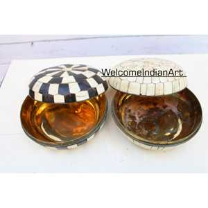 Juego de 2 elegantes cajas de almacenamiento decorativas modelo de regalo de madera - Product Image 2