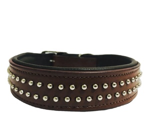 ปลอกคอสุนัขหนังทำด้วยมือคุณภาพเยี่ยมพร้อมกระดุมและผู้ผลิตงานบุนวมนุ่ม - Product Image 1