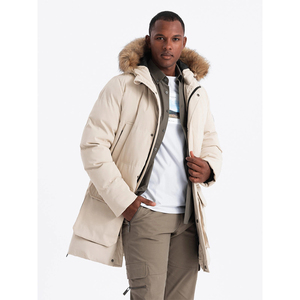 Solid International <b>Men's</b> Hooded 70% <b>Down</b> Cotton Lined Regular Fit High Grade Cozy Material Winter Apparel Long Puffer <b>Jacket</b> - Product Image 6
