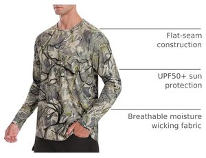 Men's Adults Summer Breathable Oxford Fabric <b>Camo</b> Hunting Shirts-Long Sleeve Performance Fishing Shirt Lightweight Quick Dry UPF - Product Image 4