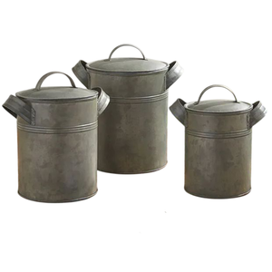 Juego de Recipientes Galvanizados de Excelente Calidad, Tres Recipientes Ecológicos Hechos a Mano para Almacenar Especias con Tapas de Cierre a Presión - Product Image 3