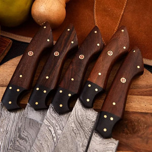New Design Custom Handmade Full Tang Damascus Steel 5-Piece Ambidextrous <b>Sharp</b> Durable Straight Edge <b>Kitchen</b> Chef <b>Knife</b> Set - Product Image 3