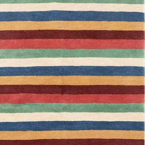Tapis en laine rayé multicolore fait main, tissage plat moderne. - Product Image 2