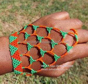 Handcrafted Ukrainian Bohemian Style Glass <b>Bead</b> <b>for</b> <b>Bracelet</b> and Sleeves Multicolor Layered Tribal Design Christian Religious - Product Image 2