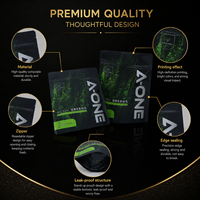 Pochette verticale de luxe personnalisée avec logo, noire mate, en aluminium et Mylar, pour l'emballage de poudre de suppléments nutritionnels quotidiens