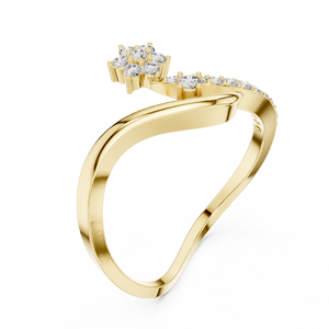 Anillo solitario minimalista de oro amarillo macizo de 14k con diamante redondo de talla brillante para mujer, ideal para compromiso, aniversario o regalo de boda. - Product Image 3