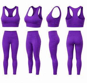 Conjunto Deportivo de 2 Piezas para Mujer: Sujetador Deportivo Sin Costuras con Espalda Cruzada y Leggings de Cintura Alta - Soporte Medio, Secado Rápido, Spandex/Poliéster, Ropa Deportiva para Yoga - Product Image 5