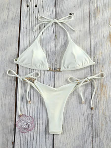 Ensemble de bikini brillant élégant pour femme, micro string, coupe brésilienne, vêtements de plage d'été - Product Image 3