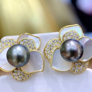 Pendientes de Perlas Naturales de Agua Dulce de 13-14 mm, Venta Directa de Fábrica, Superficie Ligeramente Imperfecta, Plata Gruesa y Limpia - Product Image 4