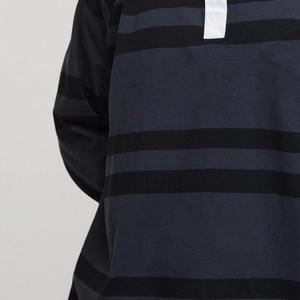 Chemises polo de rugby pour hommes, design rayé premium, manches longues, matière en coton polaire, coupe décontractée, épaules tombantes, polos personnalisés - Product Image 4
