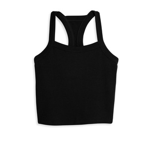 Camiseta sin mangas básica de algodón acanalado transpirable para mujer, elegante y a la moda, estilo casual urbano. - Product Image 1