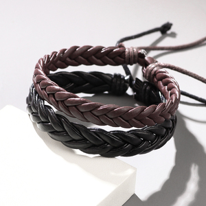 Wholesale Fashion Vintage Braided PU Leather Bracelets Couple Bracelet Black Brown Wristbands <b>Bangles</b> <b>for</b> <b>Men</b> Women - Product Image 6
