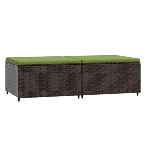 2 pz poggiapiedi da giardino in Poly Rattan marrone con cuscini - Product Image 2