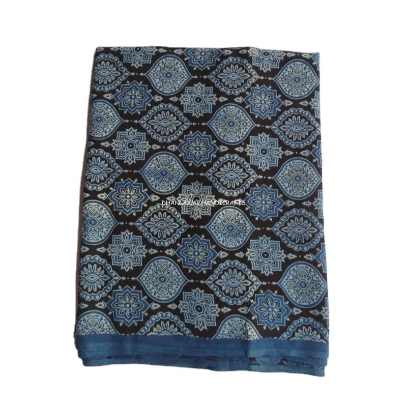 Ajrakh-tela de algodón 100% con estampado para manualidades, tejido para manualidades de correr, venta al por mayor, fabricante de la India