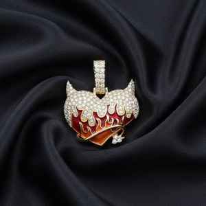 Colgante de moissanita con forma de corazón de ángel y demonio, estilo hip hop, plata de ley 925, joyería fina, regalo romántico para enamorados. - Product Image 1