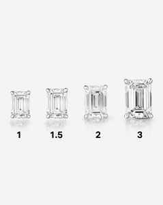 Boucles d'oreilles solitaires à clous en diamant de laboratoire taille émeraude, sertis à griffes, avec fermoir poussoir, en or massif 14k 18k, certifiées IGI, bijoux minimalistes - Product Image 4