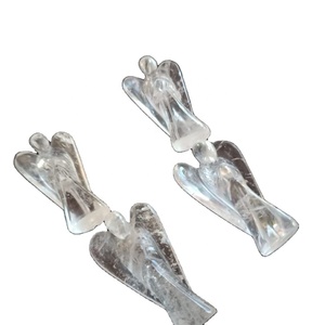 Figurine d'ange en quartz clair naturel sculpté, pierre de guérison Reiki, décoration intérieure, cadeau, vente en gros de Rais Agate - Product Image 3