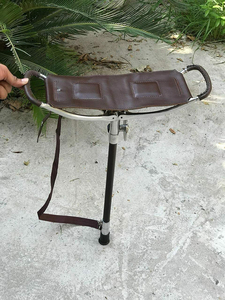 Antique Brown Leather <b>Seat</b> High Quality Adjustable Steel <b>Walking</b> Stick Custom Colors Logo Customizable Size OEM Design Custom - Product Image 5